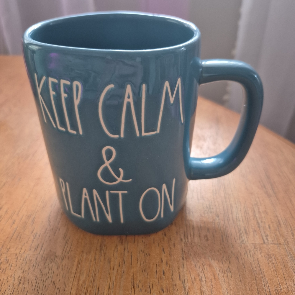 Rae Dunn Teal Mug - Keep Calm & Plant On